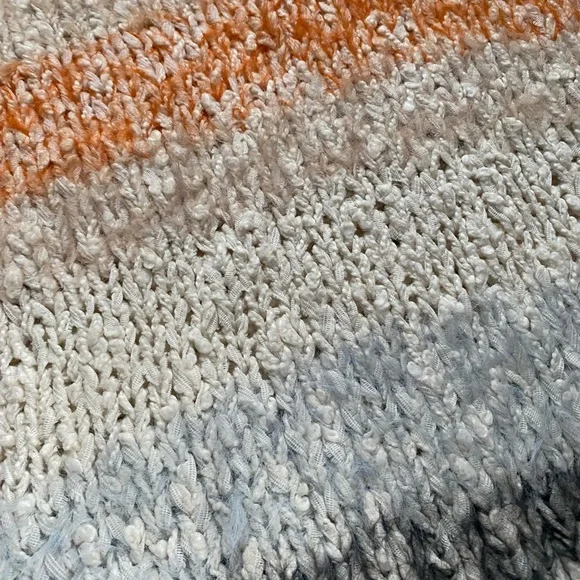 Anthropologie Meadow Rue Kennedy Fuzzy Knit Stripe Back Bow Sweater sz M Orange - Picture 11 of 11